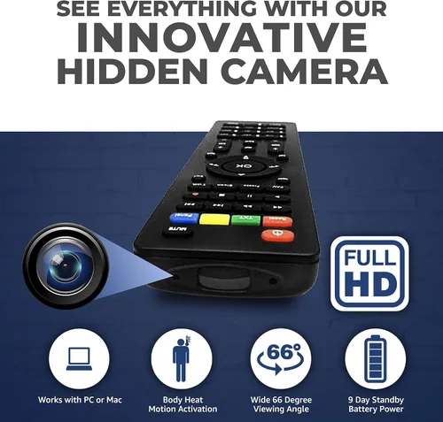 Vista 2 de Covert Video Lawmate TV Control remoto Cámara oculta – Gadgets espía con DVR y grabación activada por movimiento PIR – Proporciona 9 días de energía