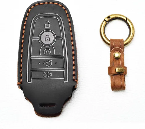 Vista 6 de OFFCURVE Funda de cuero para llave de automóvil Ford compatible con Ford Mustang Fusion F250 F350 F450 F550 Edge Explorer Raptor Smart Key Holder
