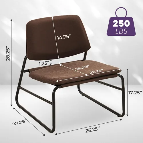 Vista 2 de DAICO Silla decorativa moderna, impermeable, sin brazos, cómodas, tapizadas, con marco de metal, para sala de estar, dormitorio, balcón, jardín