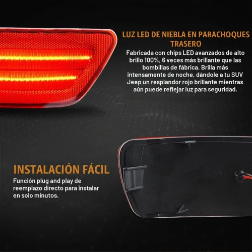 Vista 7 de Reflectores de parachoques trasero Lente roja clara LED para Jeep Grand Cherokee 2011-2021 rojo (Red Lens)