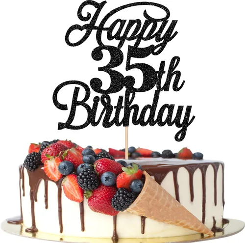 Vista 35 de Rsstarxi 1 paquete de decoración para tarta de cumpleaños 8 con purpurina negra de 8 años y fabulosos saludos a 8 años de edad, para celebrar el 8º
