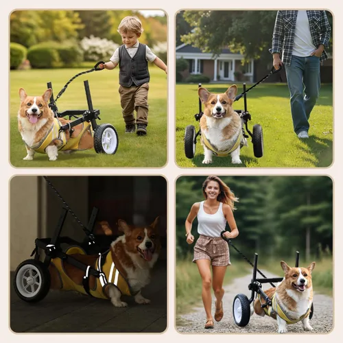 Vista 8 de Silla de ruedas para perros para patas traseras, silla de ruedas para perros pequeños a medianos, carritos ajustables para perros con ruedas