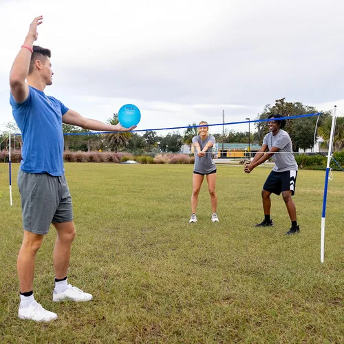 Vista 11 de Franklin Sports - Juegos de Voleibol + Bádminton - Juego de Playa + Patio Trasero - Voleibol, Bomba, Raquetas de Bádminton, Volantes, Red + Postes