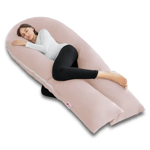 Vista 17 de Meiz - Almohadas de embarazo refrescantes para dormir, almohada corporal de maternidad para mujer embarazada, en forma de U, con funda de jersey