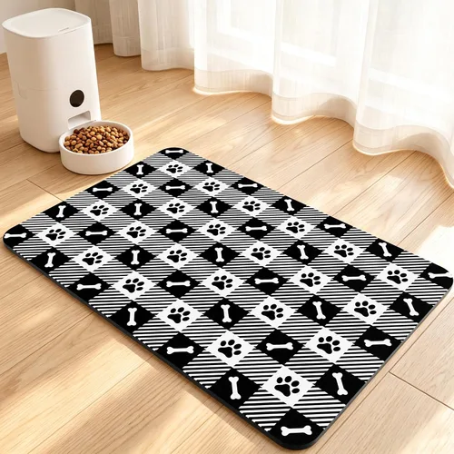 Vista 24 de Tapete de comida para perros, tapete absorbente para alimentación Patas de perro beige