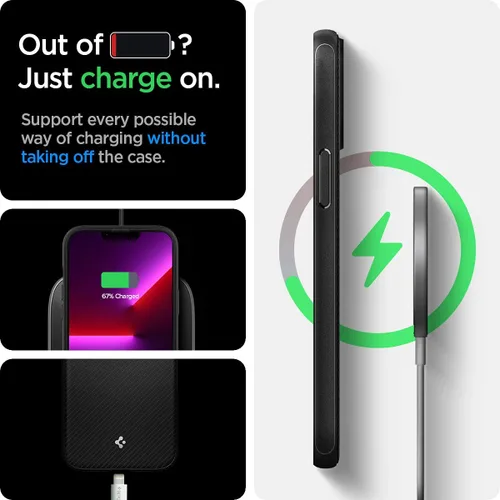 Vista 6 de Spigen - Mag Armor - Funda compatible con MagSafe diseñada para iPhone 13 Pro (2021) - color negro mate