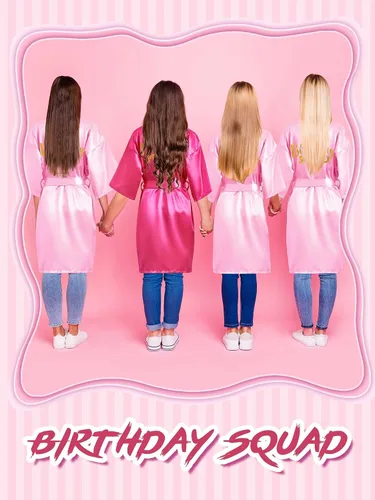 Vista 4 de 7 batas de cumpleaños para escuadrón de cumpleaños, batas de princesa, batas de fiesta con flores, bata de seda satinada para niñas, suministros