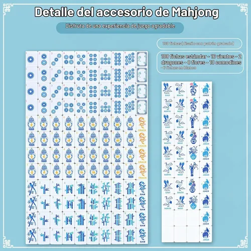 Vista 3 de Arrowbash 160 piezas American Mahjong Set 1.2 Inch Chinoiserie Azul