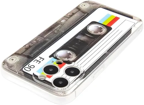 Vista 6 de FAteamll Funda para iPhone 14 Pro Max, acabado mate, resistente, suave, con esquinas reforzadas, TPU suave, parachoques retro, funda de cinta
