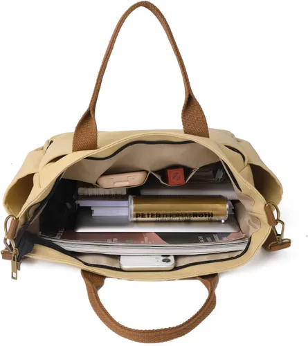 Vista 6 de Bolso bandolera de lona con cremallera - Bolso bandolera Hobo para mujer