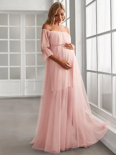 Vista 3 de Ever-Pretty Vestido de maternidad de tul con hombros descubiertos para mujer 20862