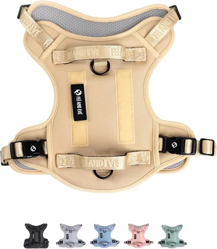Vista 12 de Fei & Eve - Arnés para perro, sin tirones, nailon duradero, doble asa, panel táctico, pequeño (negro) 3-Point No-Pull Control, Dual Handle