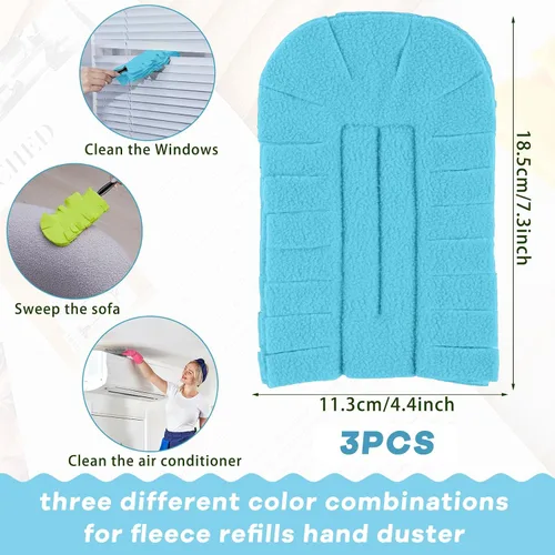 Vista 2 de Zubebe 3 piezas de repuesto de plumero de forro polar reutilizables, plumeros planos de plumas, almohadillas de limpieza lavables para múltiples