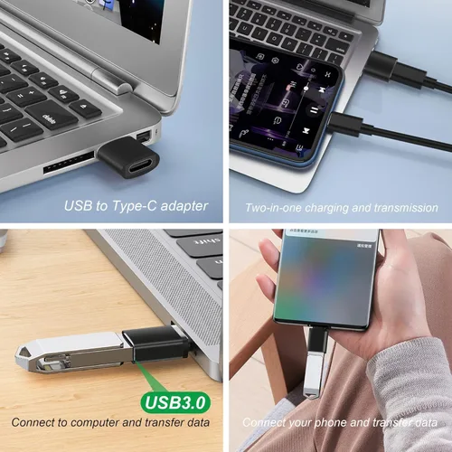 Vista 5 de AWINLI - Adaptador USB C hembra a USB, tipo C a Android macho, adecuado para iPhone hembra a tipo C macho, adecuado para iPhone 14, 13, 15 ProMax