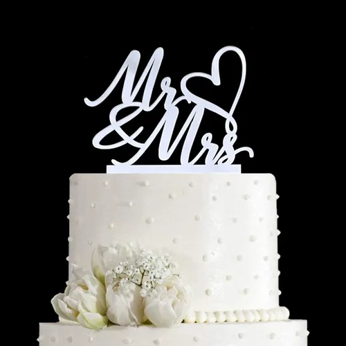 Vista 9 de Mr and Mrs - Decoración para tartas de boda, compromiso, aniversario de boda, decoración de tartas, acrílico negro