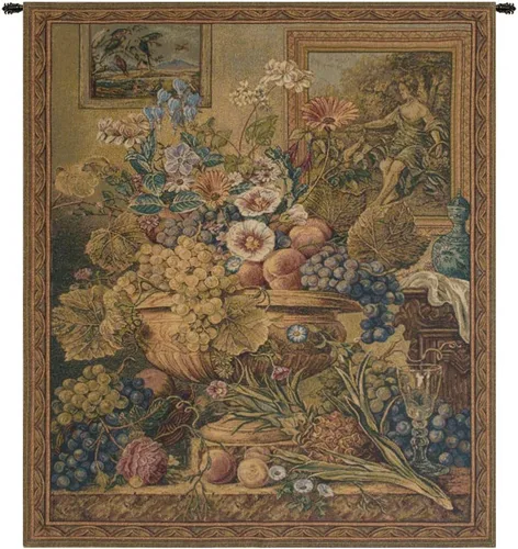 Vista 6 de Bouquet con uvas tapiz italiano rojo – 39 pulgadas x 26 pulgadas algodón/viscosa/poliéster por Charlotte Home Furnishings Inc