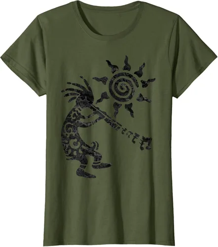Vista 61 de Native American Kokopelli Musican With Flute 2 - Camiseta divertida para fanáticos, Blanco, S