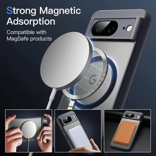 Vista 3 de JETech Funda magnética para Google Pixel 8 de 6.2 pulgadas 2023, compatible con MagSafe, translúcida mate trasera a prueba de golpes (Hazel)