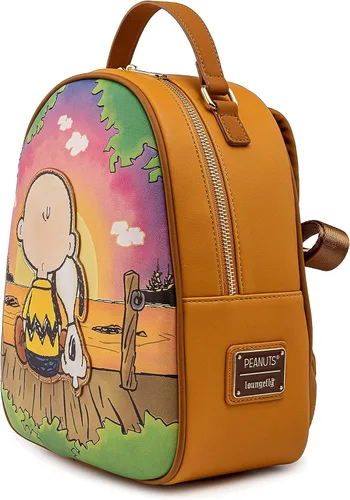 Vista 5 de Loungefly Peanuts Charlie and Snoopy Sunset - Bolso de hombro con doble correa para mujer, Multi