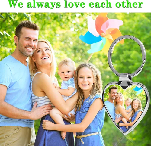 Vista 2 de HYPERFOLD Llavero personalizado de doble cara con imagen, grabado personalizado, texto fotográfico, regalos personalizados para hombres, novio