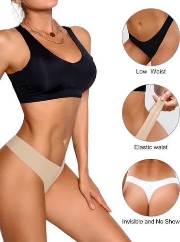 Vista 2 de DEANGELMON - Tangas cómodas sin costuras, para mujer, ropa interior invisible, paquete surtido