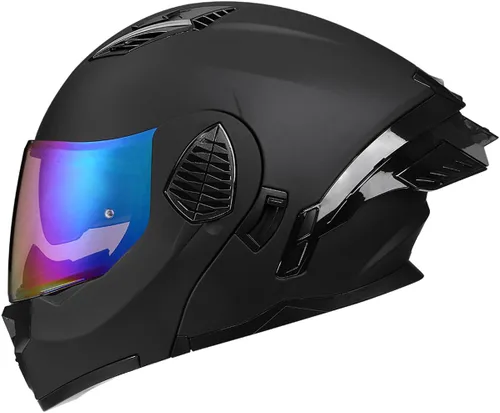 Vista 20 de Casco de Motociclista de Cara Completa con Visera Dual y Abatible para Adultos, Hombres y Mujeres, Integrado para Motocicleta, Calle, Ciclomotor