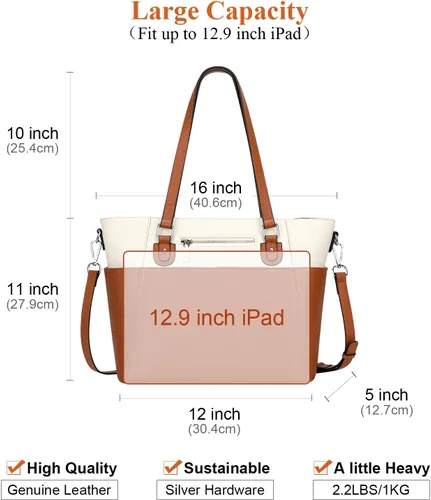 Vista 5 de Over Earth Bolsos de cuero para mujer, bolso bandolera de cuero genuino con múltiples bolsillos