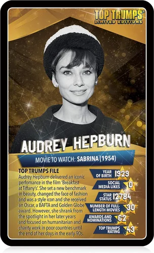 Vista 2 de Top Trumps Juego de cartas Top 30 Estrellas de Cine – Juegos familiares para niños y adultos – Juegos de aprendizaje – Juegos de cartas para niños