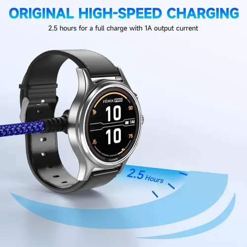Vista 8 de Garmin - Cable cargador para reloj en ángulo recto, carga rápida, nailon trenzado, 4 pies Azul