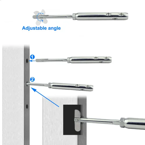 Vista 4 de Tensor de pasador de gota para barandilla de cable 1/8 Swageless L & R, 10 pares
