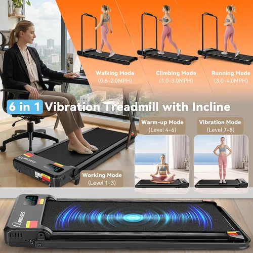 Vista 4 de ANCHEER Walking Pad with Incline - Under Desk Treadmill with Handle Bar