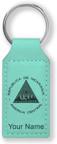 Vista 19 de LaserGram Llavero rectangular, bandera de Nicaragua, grabado personalizado incluido, Bambú