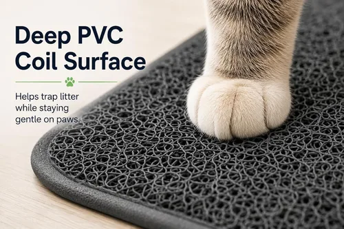 Vista 3 de Bulk Buys Tapete para caja de arena para gatos, malla de PVC suave, ayuda a controlar la dispersión y el desorden, parte trasera antideslizante