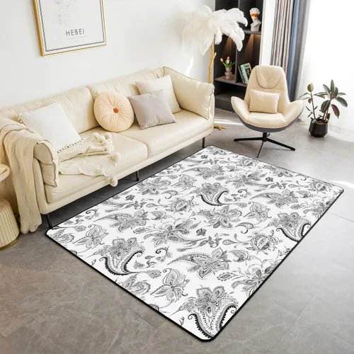 Vista 28 de Feelyou Tapete de jacquard para interiores para niños y niñas, 3 x 5, patrón floral, alfombra de sala de estar, alfombra de decoración floral ultra