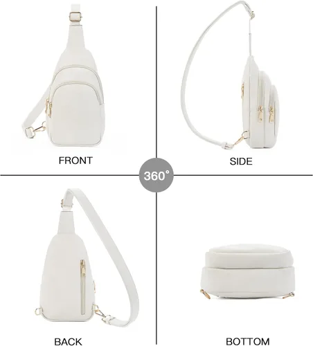 Vista 7 de Telena Riñonera pequeña para mujer, de cuero, cangureras, bolsa de pecho para mujer