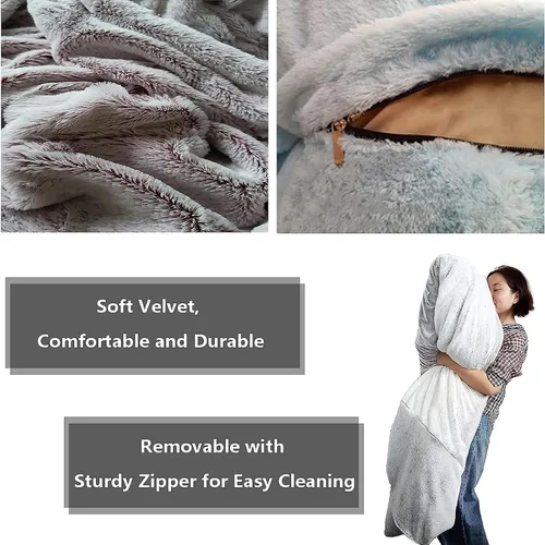 Vista 5 de (Solo funda, sin relleno) Funda para silla de puf de piel gigante para niños y adultos, muebles de sala de estar, grande, redondo, suave, esponjoso