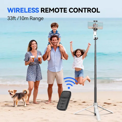 Vista 6 de Trípode para selfie stick de seguimiento automático de cara para iPhone con rotación ligera de 360 grados que sigue tu movimiento 70.9 pulgadas