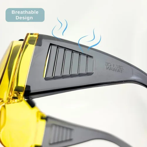 Vista 4 de XII WY - Gafas de seguridad antivaho para laboratorio, ajuste protector sobre gafas graduadas, gafas de construcción
