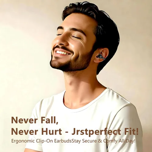 Vista 2 de Auriculares inalámbricos 2026, Bluetooth 6.0, diseño de clip de oreja abierta para un uso cómodo y seguro, duración de la batería de 50 horas