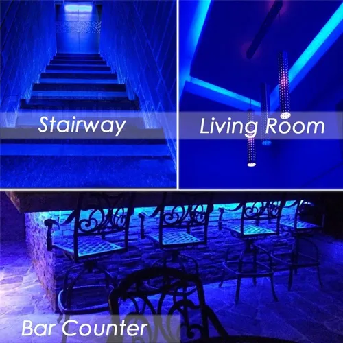 Vista 6 de Tira de Luz LED Azul, No Impermeable 16ft/5m SMD5050 (60 LED/s) Total 300 LEDs DC12V Cinta de Luz LED Flexible Cortable