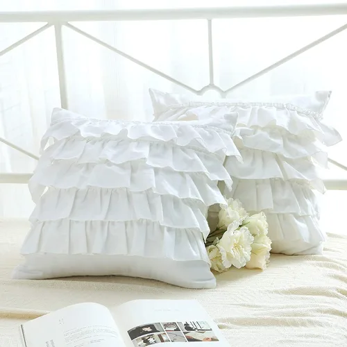 Vista 39 de Fundas de almohada cuadradas a cuadros en blanco y negro con volantes, fundas de almohada a cuadros, fundas de almohada de gingham, fundas