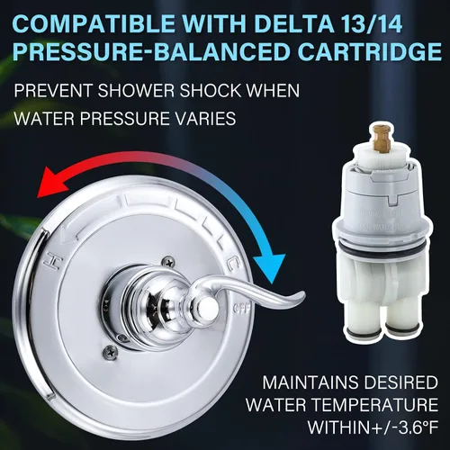 Vista 2 de Repuesto de ajuste de válvula de equilibrio de presión para Delta BT14096 Windemere 14 Series, cromo