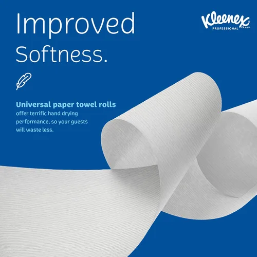 Vista 4 de Kleenex Toallas de Papel Profesionales Universales en Rollo Duro, a Granel (50606), Enrollado con Núcleo de 1.75", Bolsillos de Absorción Premium