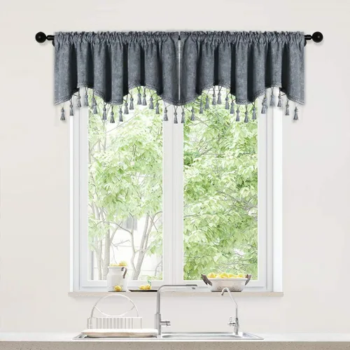 Vista 13 de Cortinas de doble cara de felpilla para cortina de cocina, cenefa para sala de estar
