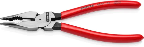 Vista 2 de KNIPEX 08 21 185 Alicates combinados puntiagudos con revestimiento de plástico negro Atramentized 7.283 in