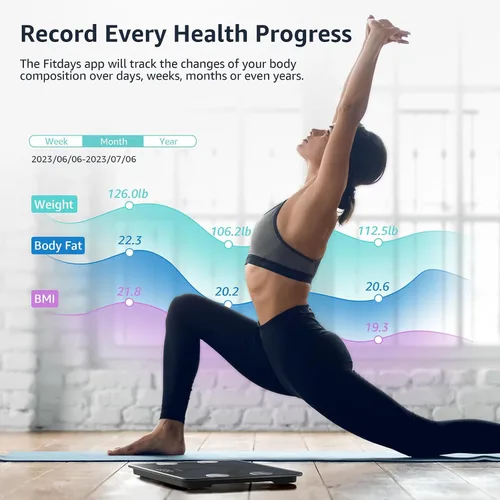 Vista 4 de Báscula Posture para peso corporal, báscula inteligente digital de baño, analizador de 13 datos de composición corporal, báscula