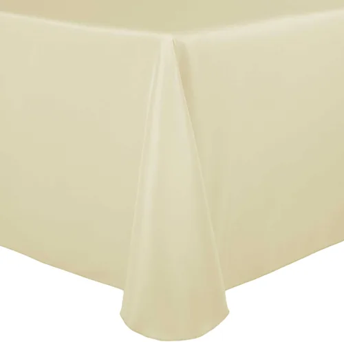 Vista 6 de Ultimate Textile 60 x 102 in Oval Tablecloth Polyester Linen - Machine Washable Stain & Wrinkle Resistant Seamless Design for Dining Events - Aqua
