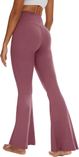 Vista 11 de ZOOSIXX Pantalones de yoga acampanados para mujer, leggings cruzados suaves con corte de bota