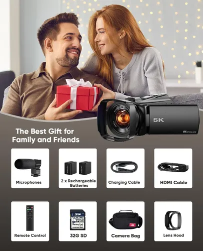 Vista 6 de Cámara de video 5K Videocámara 8X Zoom Opitical Cámaras de transmisión en vivo Cámara de 64MP Vlogging para YouTube con visión nocturna a todo