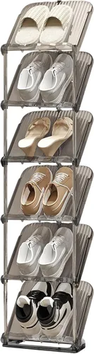 Vista 9 de YYW Estante para zapatos estrecho vertical, estante para zapatos para entrada, organizador de almacenamiento de zapatos de esquina para espacios